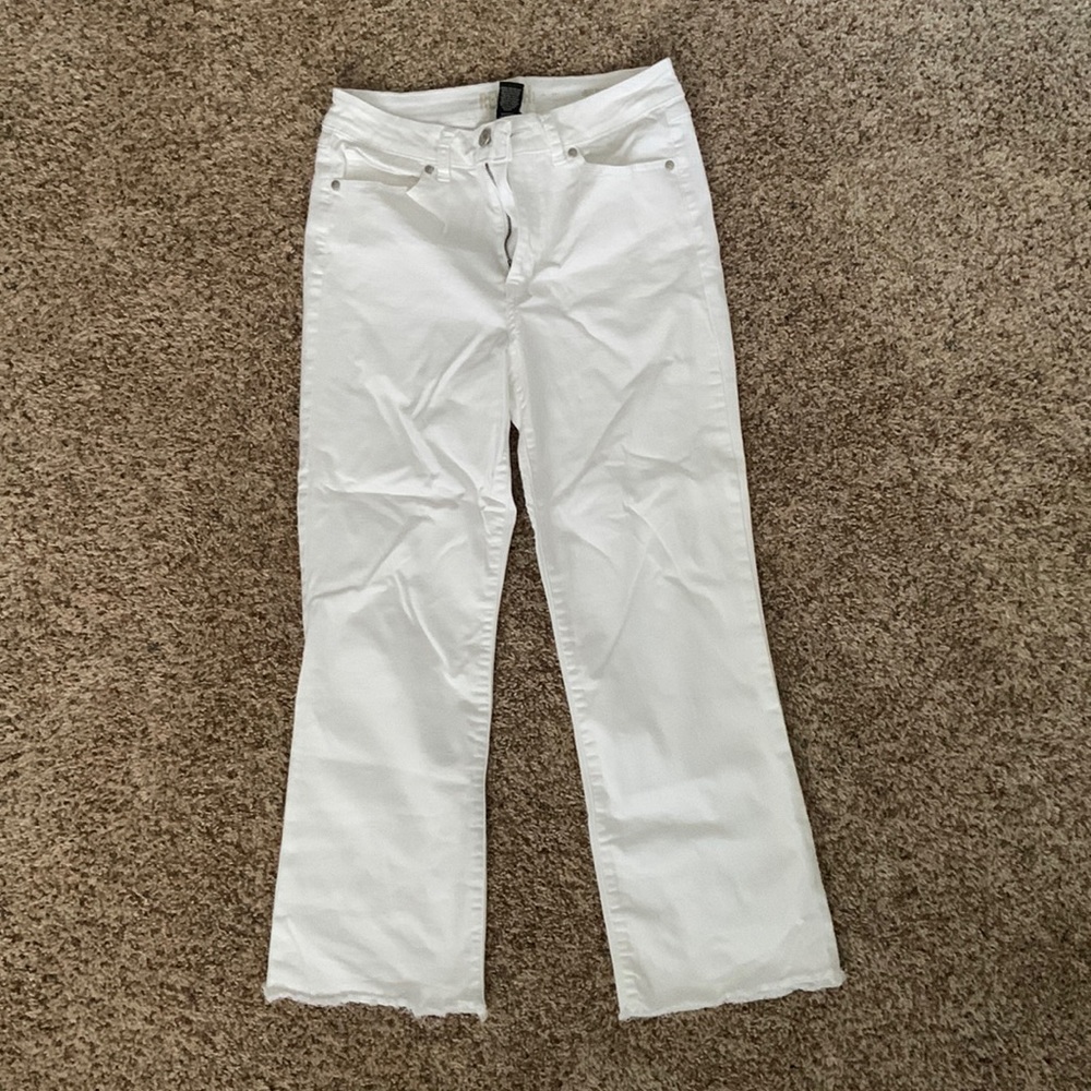 White flare jeans